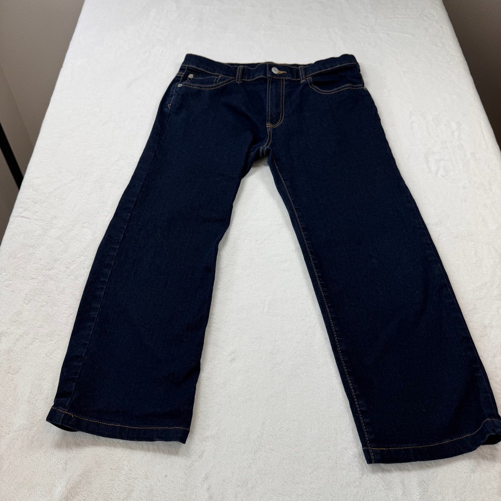 Gap Straight Jeans Boys 16 Husky Blue Good Stretch Dark Wash 486881